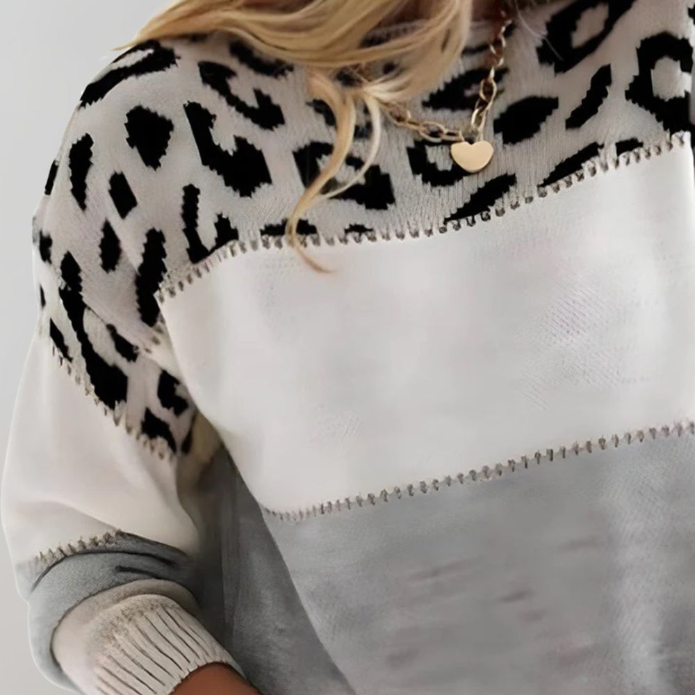 Chiara | Maglione Casual med Design Leopardato